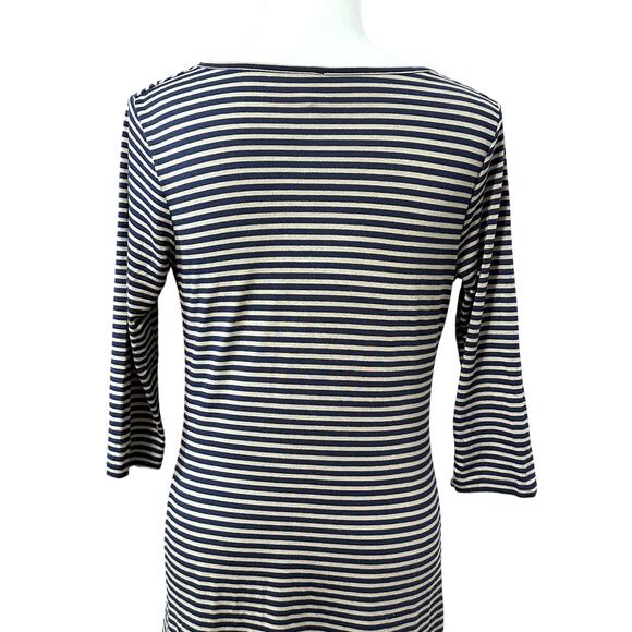 Gilli Sheath Dress Knit Fabric Pullover Drape Neck Stripe Patterns Blue/Gray W L - Picture 5 of 7